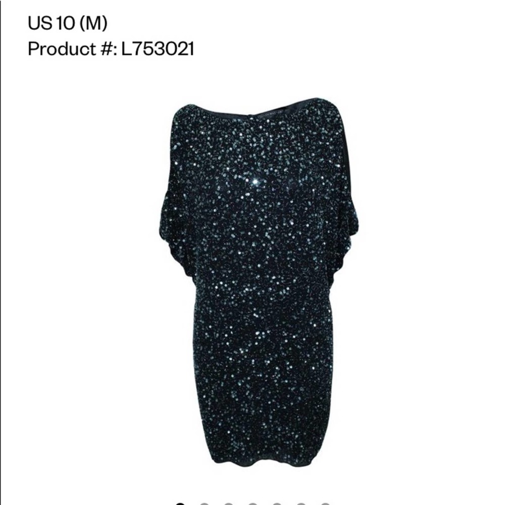 Aiden Mattox Navy Blue Batwing Shimmer Bead Dress